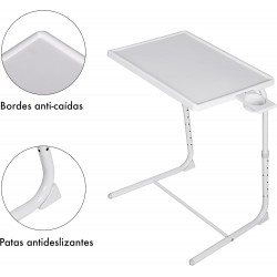 Mesa Plegable Auxiliar con Altura y Ángulo Ajustables - Mesita Portátil para Sofá, Cama, Escritorio y Comedor