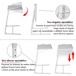 Mesa Plegable Auxiliar con Altura y Ángulo Ajustables - Mesita Portátil para Sofá, Cama, Escritorio y Comedor