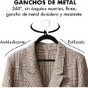 Pack de Perchas para Ropa plástico Terciopelo Negro Antideslizante Cabezal Giratorio Finas para Camisetas Pantalones