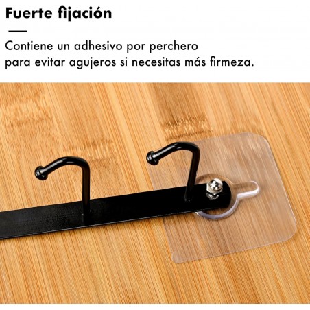 Pack de DOS Perchero para tazas, Organizador de utensilios, Percheros para debajo de estante, tablero, con 6 ganchos