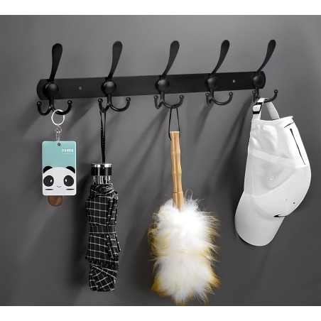 Pack de DOS, Perchero de Pared de Metal, Perchas Triples de Acero Inoxidable, Montaje en Pared, 5 Ganchos Triples Ropa