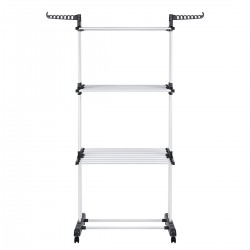 Tendedero Vertical Plegable De Alta Capacidad de Ropa - 4 Niveles con Barras de Acero Inoxidable con Dos Alas Laterales