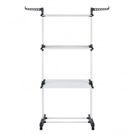 Tendedero Vertical Plegable con ruedas de Alta Capacidad - 4 Niveles con Barras de Acero Inoxidable y Alas Laterales