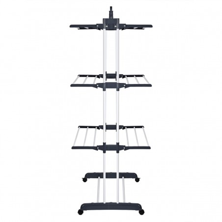 Tendedero Vertical Plegable De Alta Capacidad de Ropa - 4 Niveles con Barras de Acero Inoxidable con Dos Alas Laterales