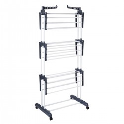 Tendedero Vertical Plegable De Alta Capacidad de Ropa - 4 Niveles con Barras de Acero Inoxidable con Dos Alas Laterales