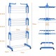 Tendedero Vertical Plegable De Alta Capacidad de Ropa - 4 Niveles con Barras de Acero Inoxidable con Dos Alas Laterales