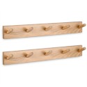 Perchero de Pared Madera Pack de 2 unidades con 5 Ganchos Colgador de Diseño para Recibidor, Entrada, Dormitorio, Baño