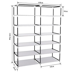 Zapatero Armario tela con cremallera entrada recibidor o garaje Grande 36 pares. 110x110x30cm. Doble. 6x2 Niveles. Negro