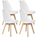 Pack de 4 Sillas Comedor Nórdico, Sillas de Cocina Nórdicas con Patas de Madera Maciza de Haya y Asiento Acolchado