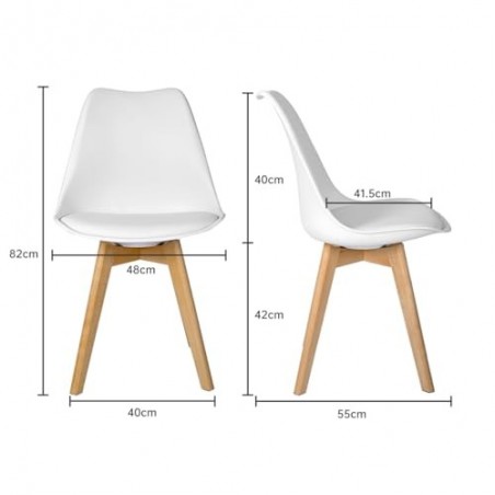 Pack 4 Sillas Comedor Nórdicas T-LOVENDO con Patas Madera Maciza Haya y Asiento Acolchado Tapizado - Estilo Escandinavo