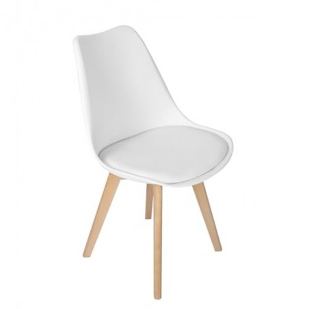Pack 4 Sillas Comedor Nórdicas T-LOVENDO con Patas Madera Maciza Haya y Asiento Acolchado Tapizado - Estilo Escandinavo