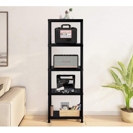 2X Estanterías de plástico 5 baldas almacenaje Modular 171x61x31 cm casa Garaje Zapatillas Multiusos. Trastero. Negras.