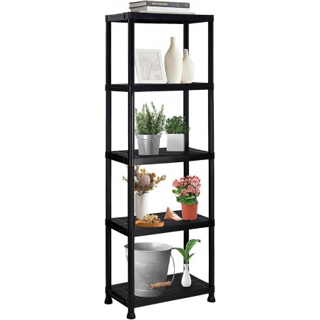 2X Estanterías de plástico 5 baldas almacenaje Modular 171x61x31 cm casa Garaje Zapatillas Multiusos. Trastero. Negras.