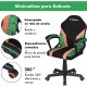 Silla Gaming u Oficina niños Infantil de Tela giratoria ergonómica Estudio o Escritorio con Ruedas Brazos diseño Moderno