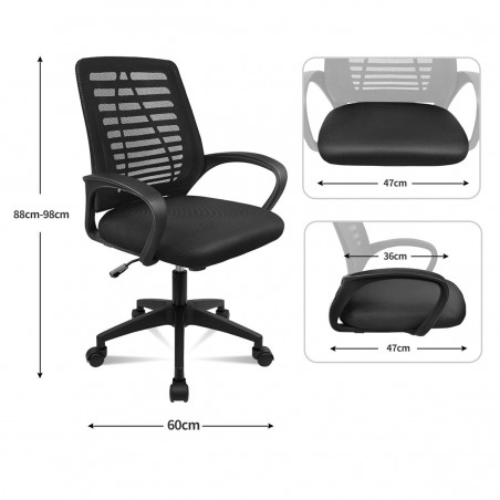 Silla giratoria para Escritorio ergonómica con Soporte Lumbar Ajustable en Malla Transpirable Altura Regulable Oficina