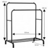 Perchero burro doble de metal con barras para colgar ropa y base inferior para zapatos o cajas | Estructura resistente