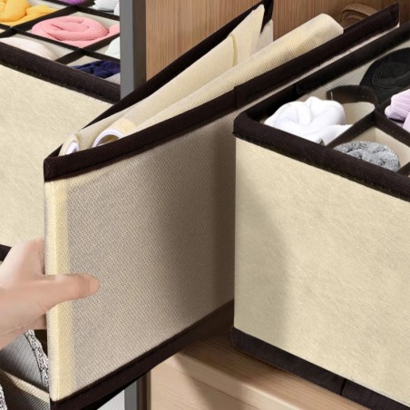 Set de 2 Organizador de Calcetines para Cajones, Separador, Plegable, de Tela No tejida, Cajas de Almacenaje, Armario