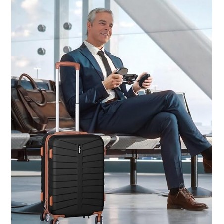 Juego de 3 Maletas Rígidas ABS con 4 Ruedas 360° - Set Trolley Cabina, Mediana y Grande para Viaje