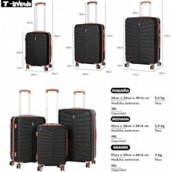 Juego de 3 Maletas Viaje Rígidas ABS con Ruedas 360° | Trolley Maleta de Cabina Ligero y Resistente | Equipaje de Mano