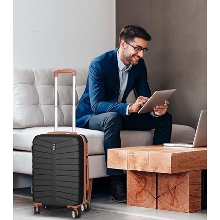 Juego de 3 Maletas Rígidas ABS con 4 Ruedas 360° - Set Trolley Cabina, Mediana y Grande para Viaje