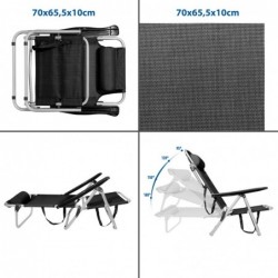 Pack de 2 Sillas de Playa Reclinables Plegables con Reposacabezas | Sillas Portátiles para Jardín, Camping, Piscina