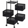 Carro auxiliar metálico con ruedas y 4 cestas plegables ahorra espacio | Carrito cocina verdulero frutero | Estantería