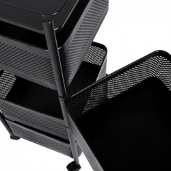 Carro auxiliar metálico con ruedas y 4 cestas plegables ahorra espacio | Carrito cocina verdulero frutero | Estantería