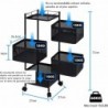 Carro auxiliar metálico con ruedas y 4 cestas plegables ahorra espacio | Carrito cocina verdulero frutero | Estantería