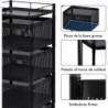 Carro auxiliar metálico con ruedas y 4 cestas plegables ahorra espacio | Carrito cocina verdulero frutero | Estantería