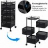 Carro auxiliar metálico con ruedas y 4 cestas plegables ahorra espacio | Carrito cocina verdulero frutero | Estantería