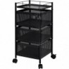 Carro auxiliar metálico con ruedas y 3 cestas plegables ahorra espacio | Carrito cocina verdulero frutero | Estantería