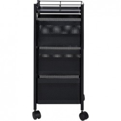 Carro auxiliar metálico con ruedas y 3 cestas plegables ahorra espacio | Carrito cocina verdulero frutero | Estantería