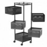 Carro auxiliar metálico con ruedas y 5 cestas plegables ahorra espacio | Carrito cocina verdulero frutero | Estantería