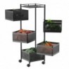 Carro auxiliar metálico con ruedas y 5 cestas plegables ahorra espacio | Carrito cocina verdulero frutero | Estantería