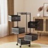 Carro auxiliar metálico con ruedas y 5 cestas plegables ahorra espacio | Carrito cocina verdulero frutero | Estantería