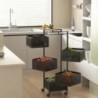 Carro auxiliar metálico con ruedas y 5 cestas plegables ahorra espacio | Carrito cocina verdulero frutero | Estantería