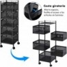 Carro auxiliar metálico con ruedas y 5 cestas plegables ahorra espacio | Carrito cocina verdulero frutero | Estantería