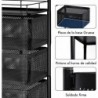 Carro auxiliar metálico con ruedas y 5 cestas plegables ahorra espacio | Carrito cocina verdulero frutero | Estantería