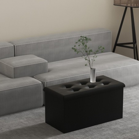 Puff o Banco de almacenaje Plegable- Taburete Reposapiés Otomana- Baúl de Almacenamiento para Cama- Dormitorio- salón