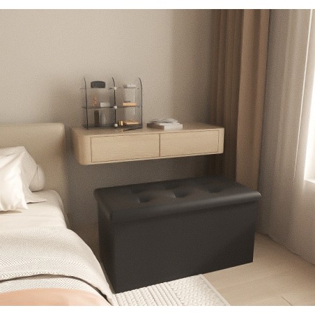 Puff o Banco de almacenaje Plegable- Taburete Reposapiés Otomana- Baúl de Almacenamiento para Cama- Dormitorio- salón