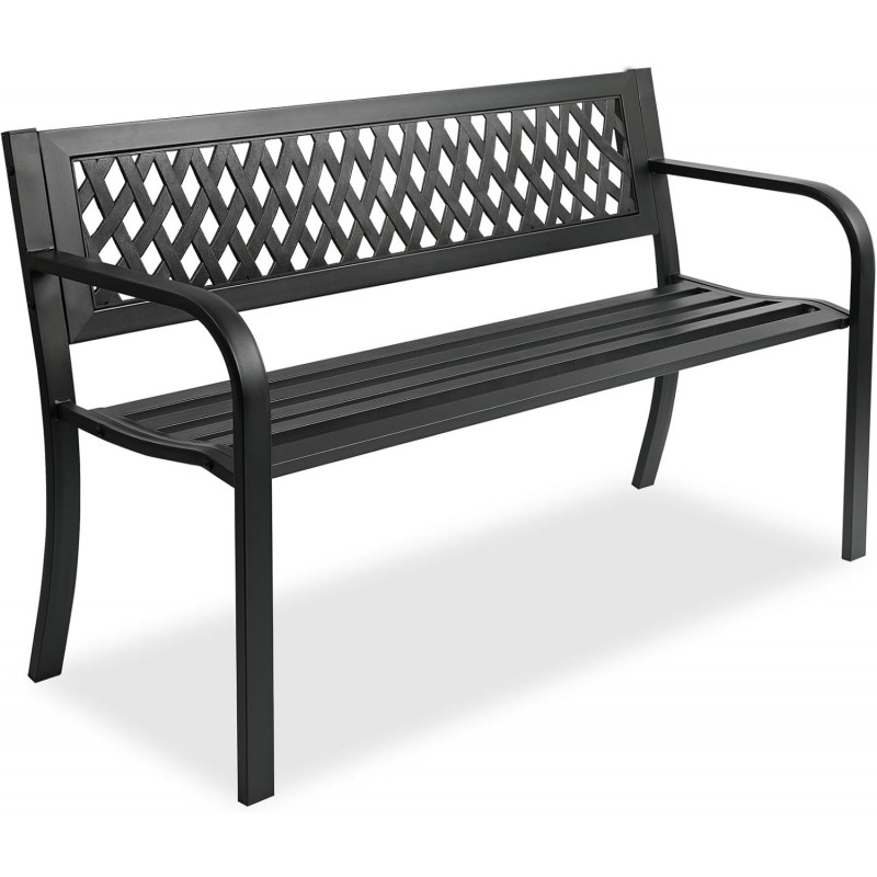 Banco de Jardín Exterior de Metal 2-3 Plazas | Asiento de Acero Resistente | Ideal para Terraza, Patio, Porche o Balcón