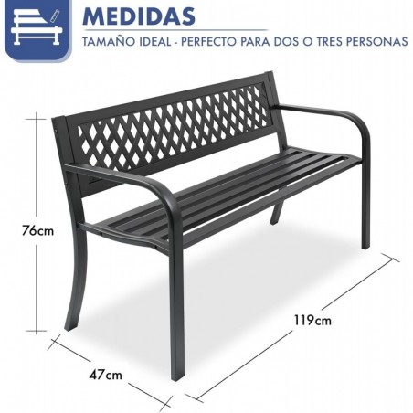 Banco de Jardín Exterior de Metal 2-3 Plazas | Asiento de Acero Resistente | Ideal para Terraza, Patio, Porche o Balcón