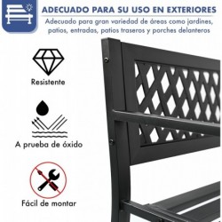 Banco de Jardín Exterior de Metal 2-3 Plazas | Asiento de Acero Resistente | Ideal para Terraza, Patio, Porche o Balcón