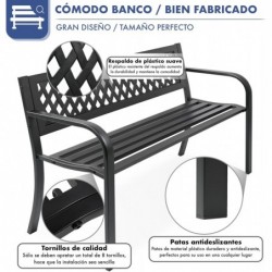 Banco de Jardín Exterior de Metal 2-3 Plazas | Asiento de Acero Resistente | Ideal para Terraza, Patio, Porche o Balcón