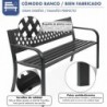 Banco de Jardín Exterior de Metal 2-3 Plazas | Asiento de Acero Resistente | Ideal para Terraza, Patio, Porche o Balcón