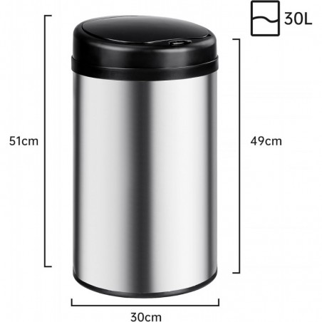 Cubo de Basura Automático T-LOVENDO con Sensor de Movimiento Acero Inoxidable - Apertura Sin Contacto para Cocina y Baño