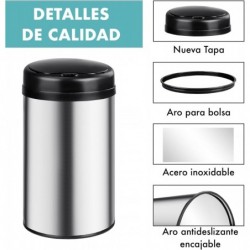 Cubo de Basura Automático T-LOVENDO con Sensor de Movimiento Acero Inoxidable - Apertura Sin Contacto para Cocina y Baño
