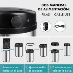 Cubo de Basura Automático T-LOVENDO con Sensor de Movimiento Acero Inoxidable - Apertura Sin Contacto para Cocina y Baño