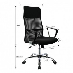 Silla de Oficina ergonómica para Escritorio u Oficina. Respaldo Alto de Malla Transpirable y Piel sintética. Giratoria