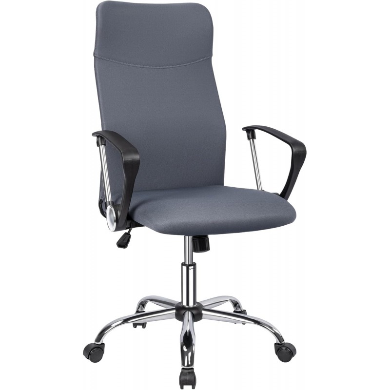 Silla de Oficina Ergonómica con Respaldo Alto de Malla Transpirable y Piel Sintética - Giratoria con Reposabrazos